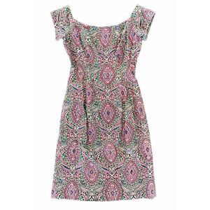 Robert Morton Bernice Mottz Vintage Pink Paisley Dress With Boning And‎ Sequins